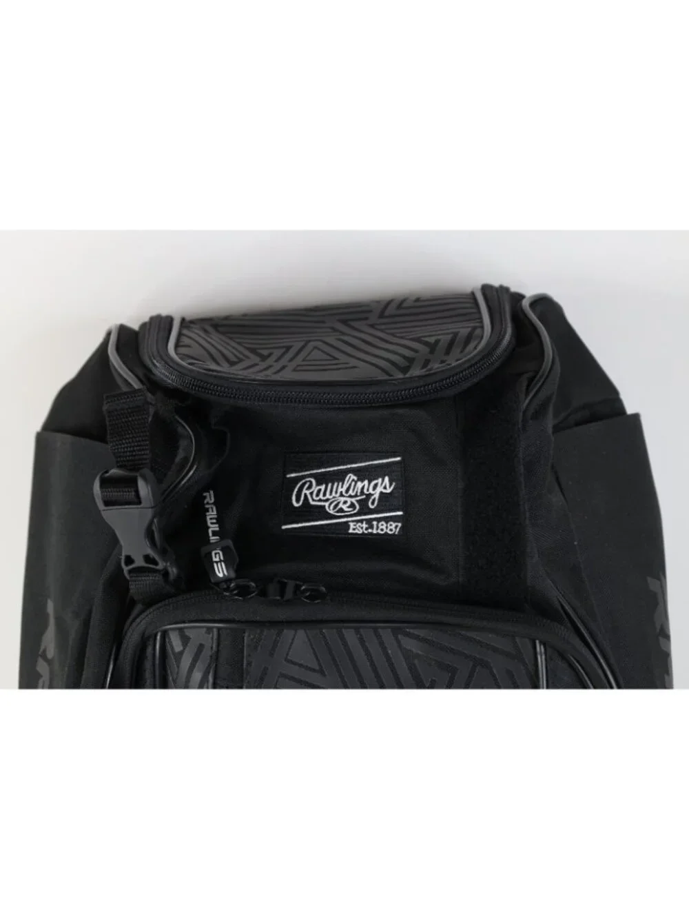 Rawlings Baseball Spell Out Bat Glove Holder Backpack Book Bag Carry On Black